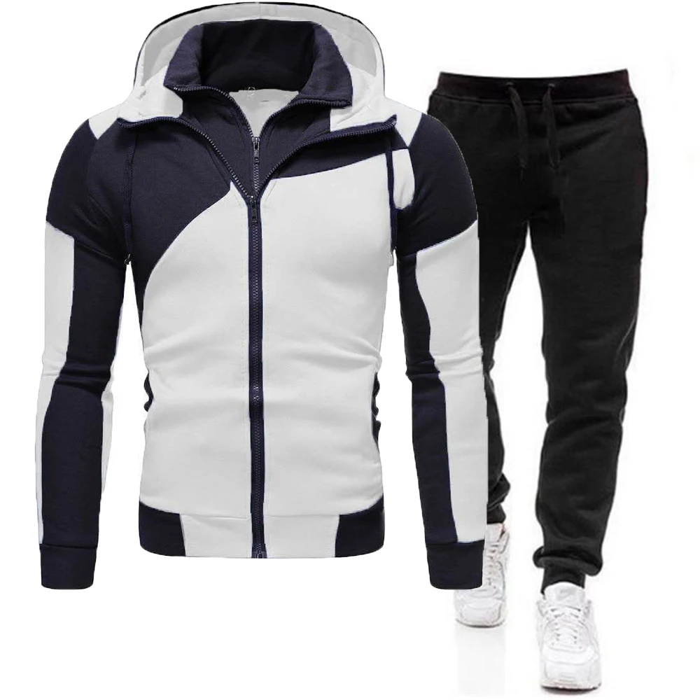 Autumn Winter Men's Tracksuit 2 Piece Sportswear Fitness Clothes Zipper Hoodies Pants Sets Workout Sports Running Coat Jackets