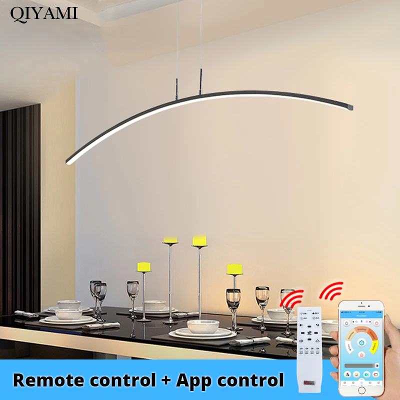 LED Simple Pendant Lights For Living Dining Room Kitchen Lustre Lamp Lighting Fixtures Lamparas AC85-260V Remote Control Avize