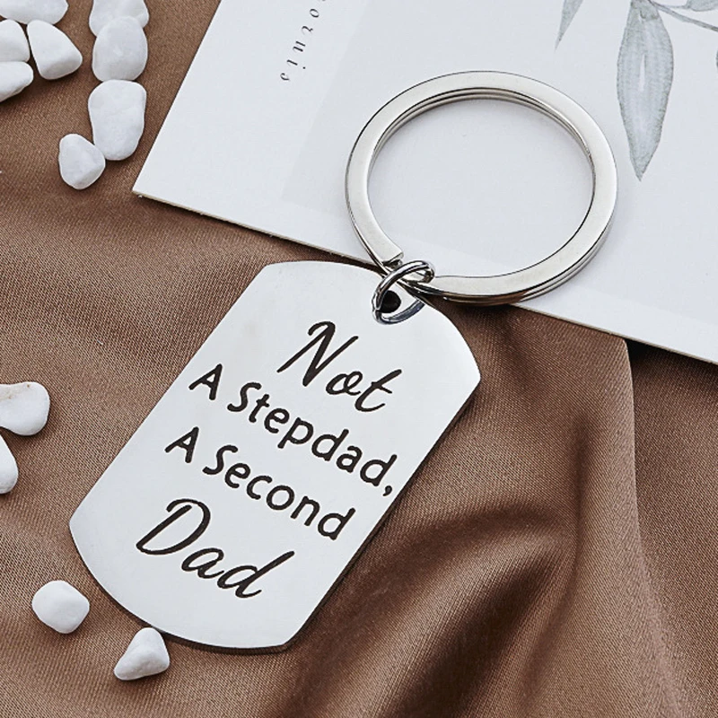 Step Dad Keychain Father's Day Gifts - Step Dad Gifts from Stepdaughter Son Kids, Not A Stepdad a Second Dad Keychain Gifts