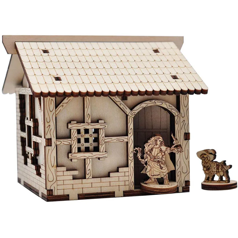 

Medieval Small House Wood Fantasy Village Tabletop Terrain Scatter 28mm for D&D, Dungeons and Dragons, Warhammer