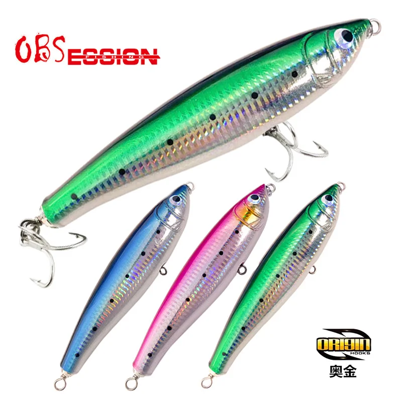 

OBSESSION Handmade Trolling Fishing Jig Lure 70g With Origin Hooks Surface Saltwater Bass Carp Floating Bait Tackle Stickbaits