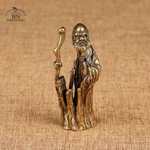 Patung Leluhur Dharma Perunggu Antik Ornamen Smal Patung Miniatur Buddha Bodhidharma Tembaga Dekorasi Meja Ruang Tamu 10 buddha tertawa penjualan terbaik - №