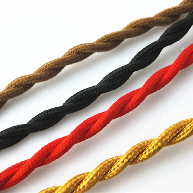 

5M Electrical Wire Vintage Twisted Fabric Cable Woven 0.75mm*2 Cord Textile Cable Pendant Lamp Cord Edison Lighting Wire