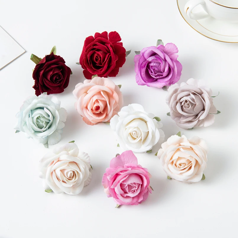 100 Stück Künstliche Blumen Hochwertige Flanell-Rosenköpfe Heim-Deko-Zubehör Weihnachtsgirlande Hochzeit Braut-Ausverkauf – Detail 1