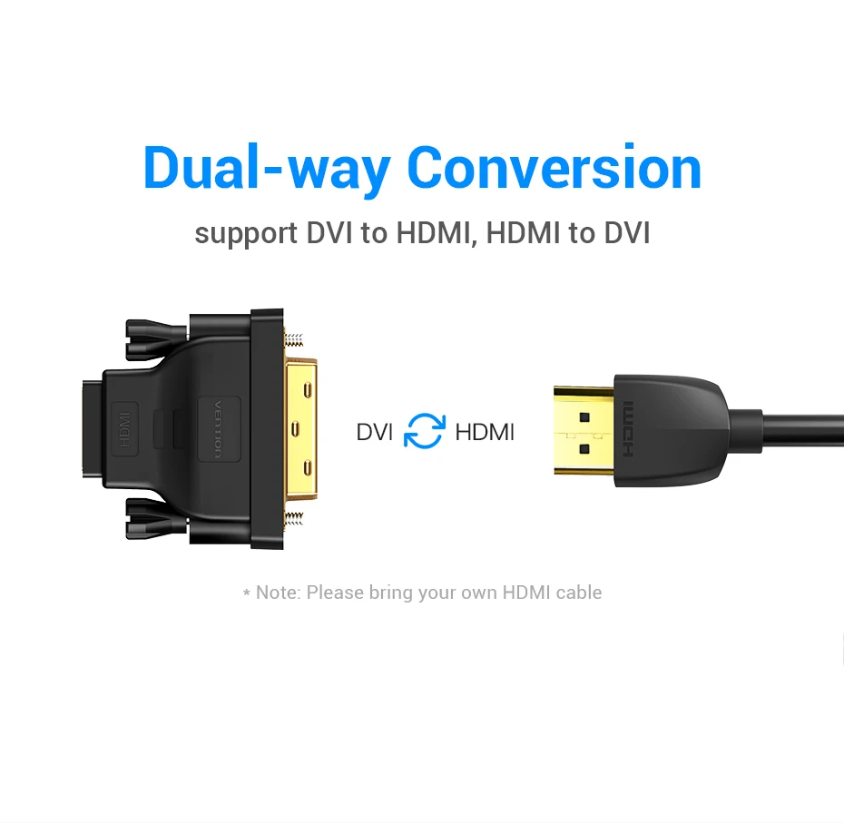 Vention DVI zu HDMI Adapter Bidirektionaler DVI D 24+1 Stecker auf HDMI Buchse Kabelanschluss Konverter für Projektor HDMI zu DVI – Detail 4