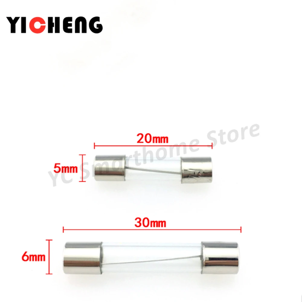 100Pcs Sicherung sicherung 5x20mm 6x30mm glas rohr sicherung 0,1 A-30A sicherung fahren recorder auto ladegerät transformator elektrische