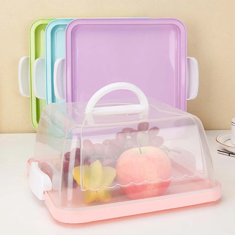 Portable Plastic Square Cake Box Cupcake Dessert Container Case Handheld Carrier 