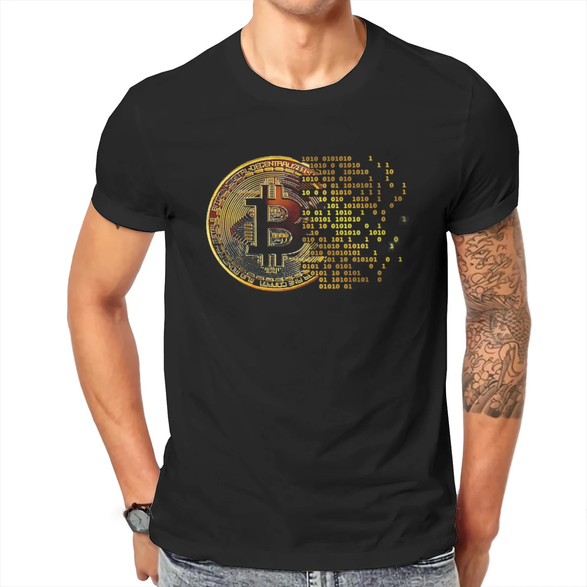 Crypto Cryptocurrency I Love Bitcoin Art Tshirt Classic Graphic Men's Tees Tops Loose Cotton Crewneck T Shirt
