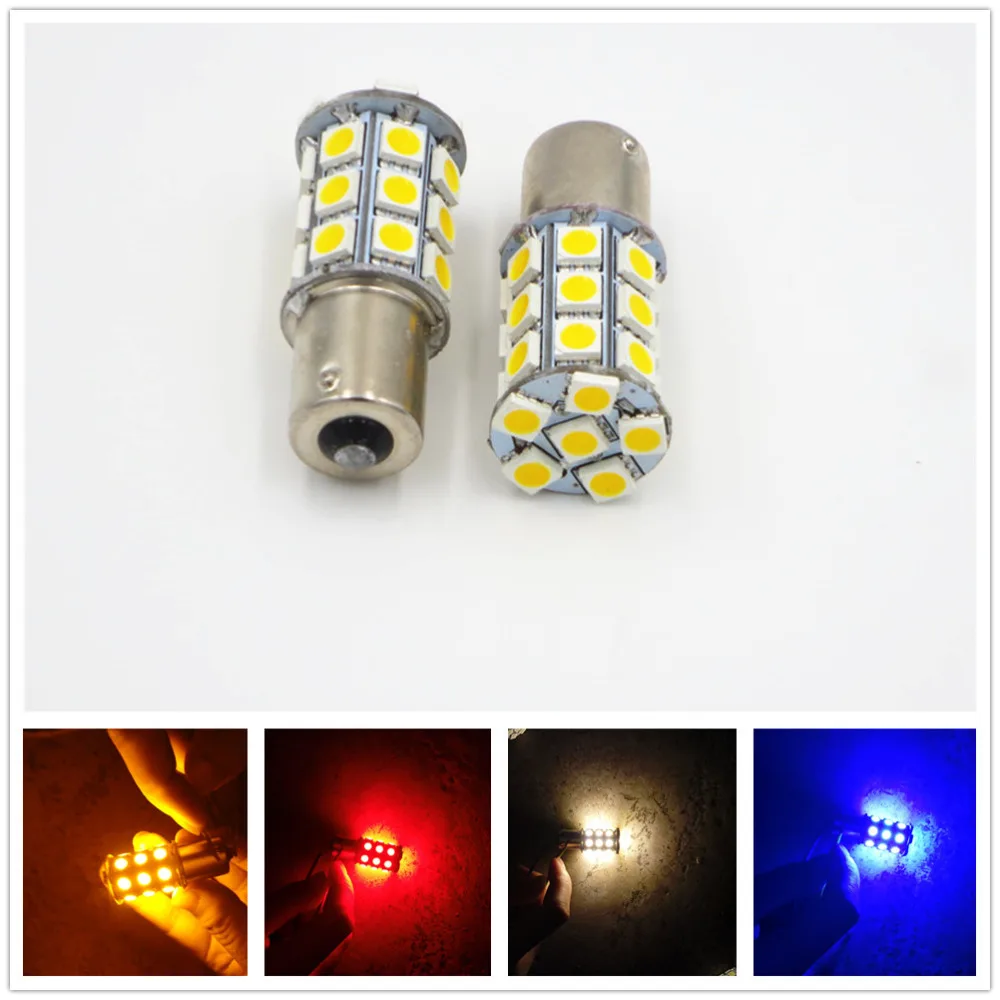 1156 P21W BA15S 1141 27 SMD 5050 Turn Signal Light Parking Lamp Brake Bulb Reverse Tail Fog LED White Amber Red Blue 12V 24V