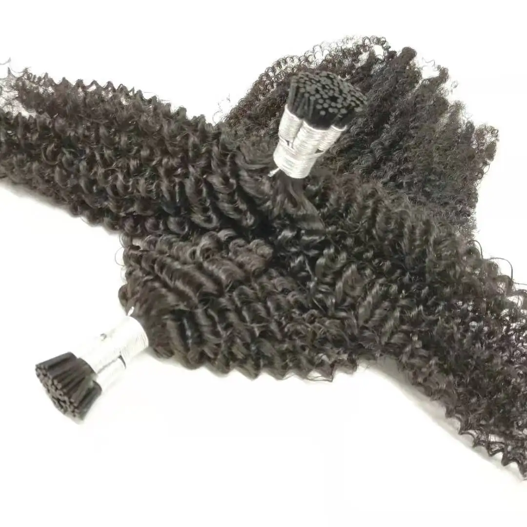 Bluelucky High Quality One Donor Natural Black Virgin Remy I Tip Hair Extension