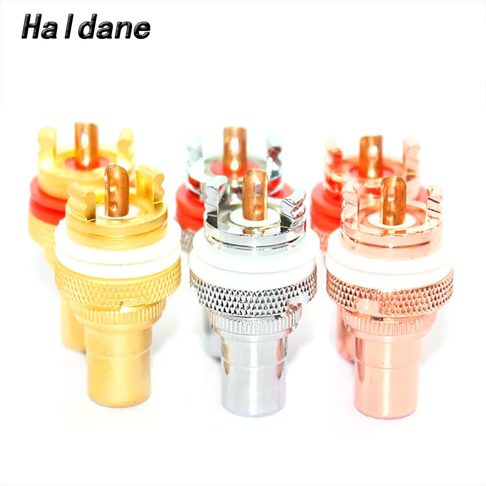 Haldane 4pcs HIFI Audio Panel Mount RCA Female Socket Plug Jack Audio Amplifier CD DVD Player Chassis Phono Connector