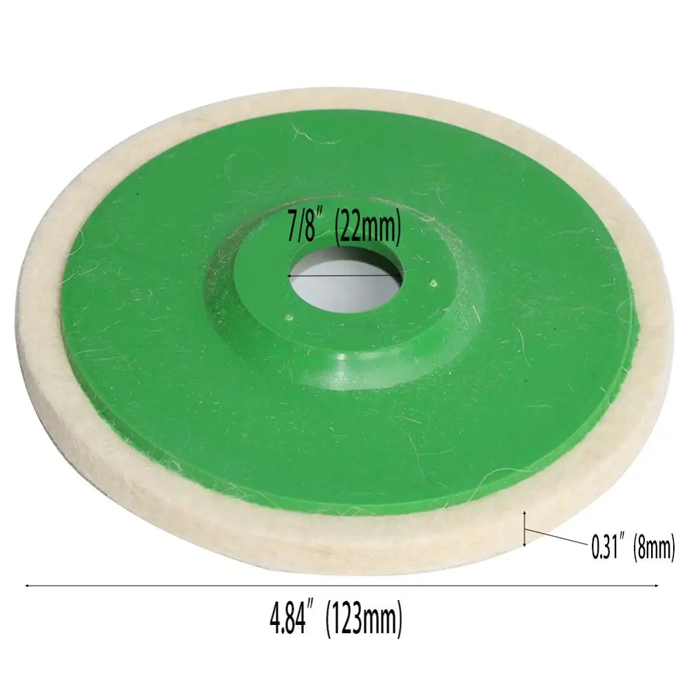 5 Inch 5PCS Wool Felt Polishing Wheel 125*22mm Angle Grinder Buffing pad Flap Disc for Metal Marble Glass Ceramics