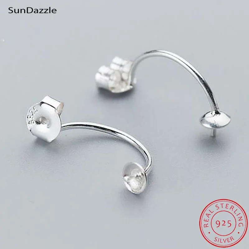 Genuine Real Solid 925 Sterling Silver Earring Post Double Size Stud Needle Flat Base Earrings Settings Jewelry Making Findings