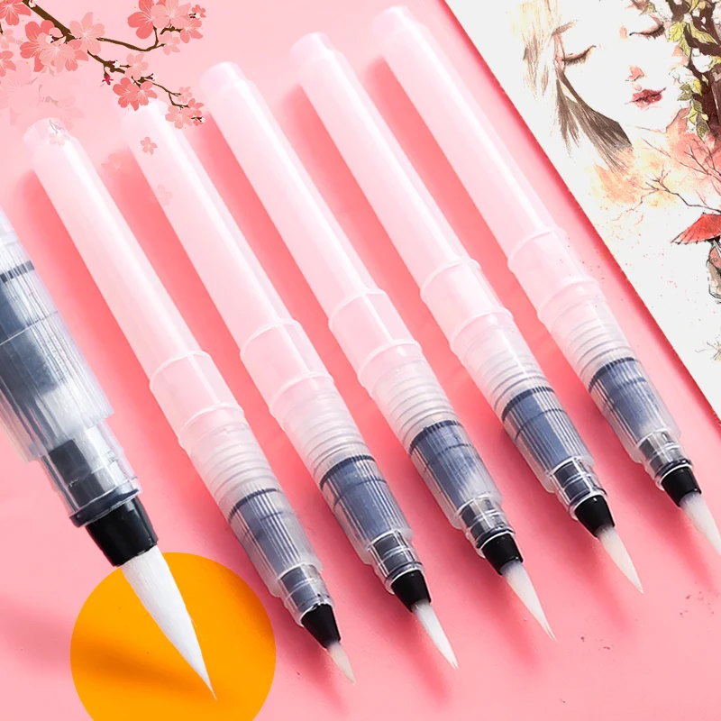 3pcs Brush Pen Set Nylon Soft Nib Storage Water Pen Use for Drawing Watercolor Aqua Brush Pen Student Stationery Art Supplies