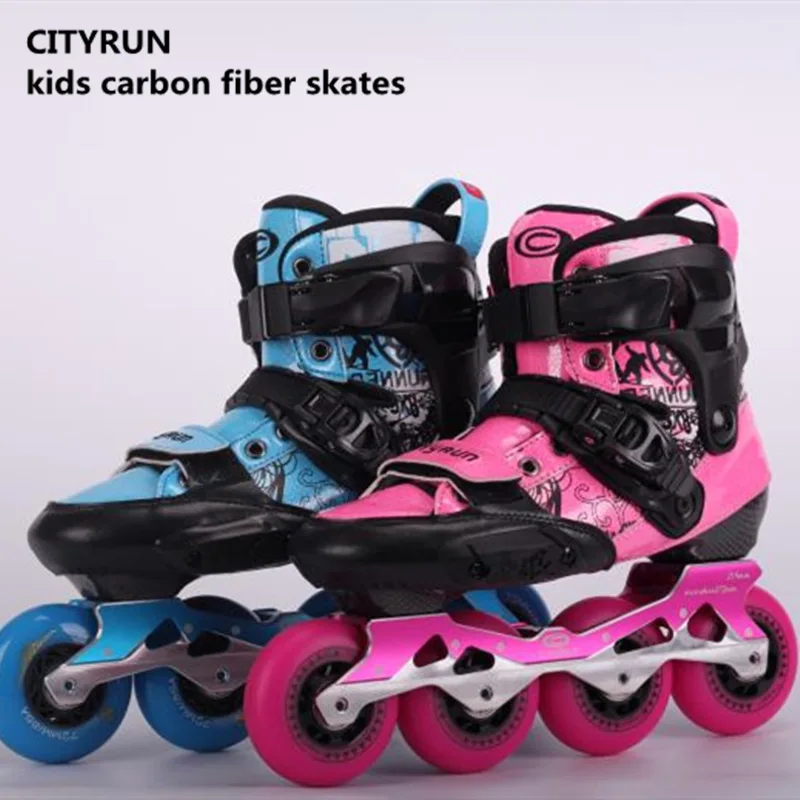 CITYRUN Kids Carbon Fiber Roller Skates Shoes Carbon Slalom Children Inline Skating Patines Boys Girls FSK Roll Sneaker EU 27-38