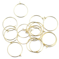 50Pcs Earring Hoops Ear Hook Wine Glass Rings Alloy Wire Round Gold Plated Charms 20mm