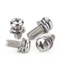 M1.6 M2 M2.5 M3 M4 M5 M6 M8 304 Acero inoxidable Cruz redonda Phillips Pan cabeza SEM tornillo arandela plana junta de resorte perno de montaje