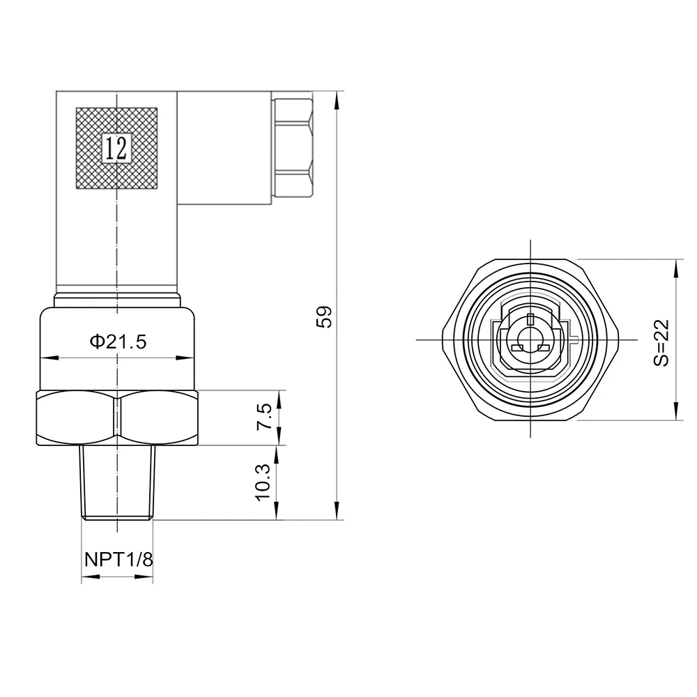 압력 센서 변환기 1/8NPT 5V 또는 12VDC 0.5-4.5V 0-5V 0.4-2.4V 1-5V 세라믹 센서 스테인레스 스틸 Hirschman DIN43650C