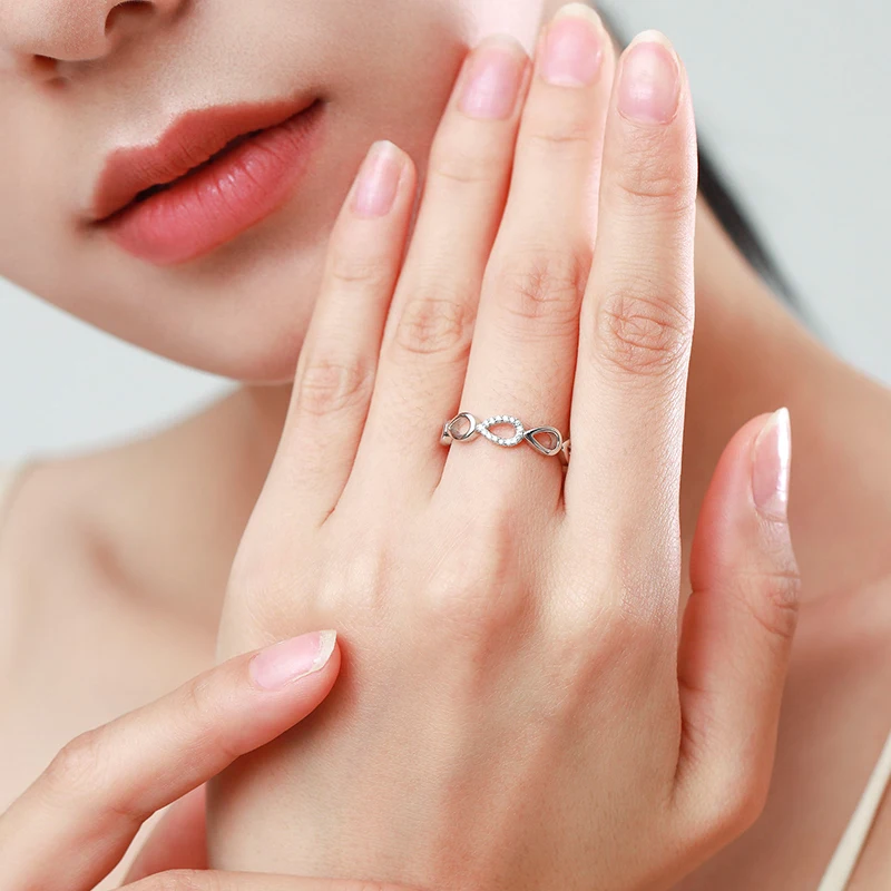 Ailmay Sparkling Clear Zircon Simple Hollow Water Drop Design 925 Sterling Silver Finger Ring For Fine Female Fashion Jewelry