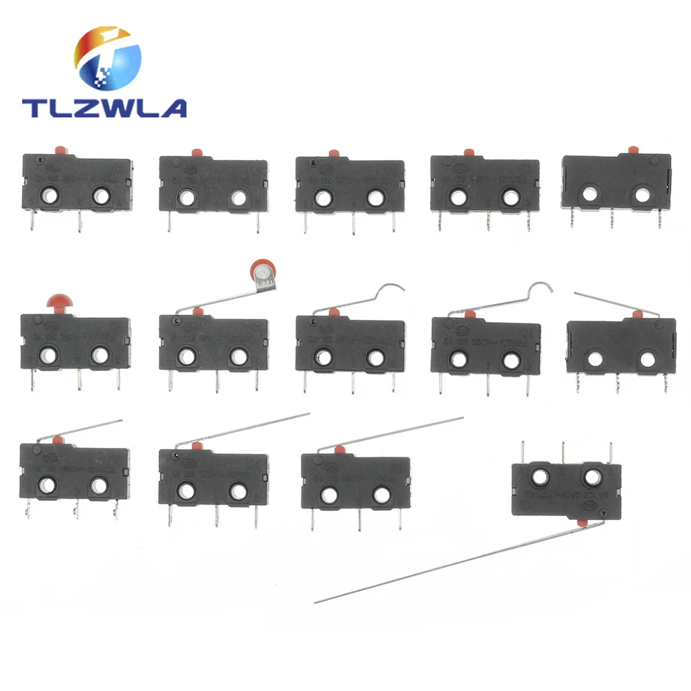 Mikroprzełącznik Styk miedziany 5A 125/250V Mini wyłącznik krańcowy No Nc 2/3Pin Roller Arc Rod Szybki przełącznik przyciskowy