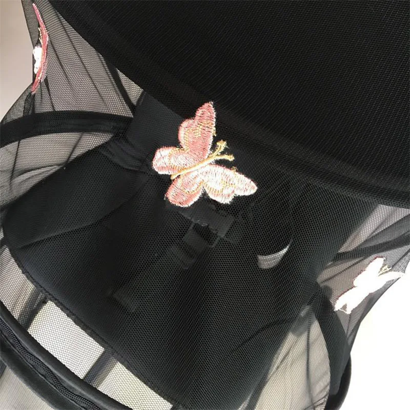 Embroidery Mosquito Net With Zipper Rod For Stroller Cradle Bed Crib Baby Accessories Universal  Yoyo Cybex Quintus Trolley