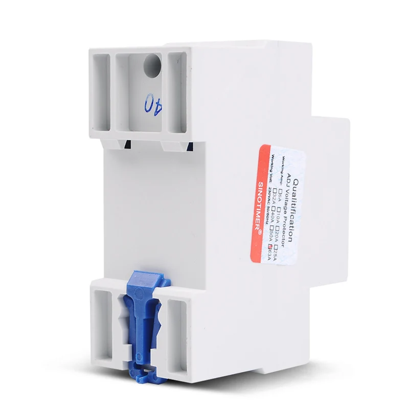 63A 220V Din Rail Adjustable Recovery Reconnect Over and Under Voltage Protective Device Protector Relay Over Voltage Protection