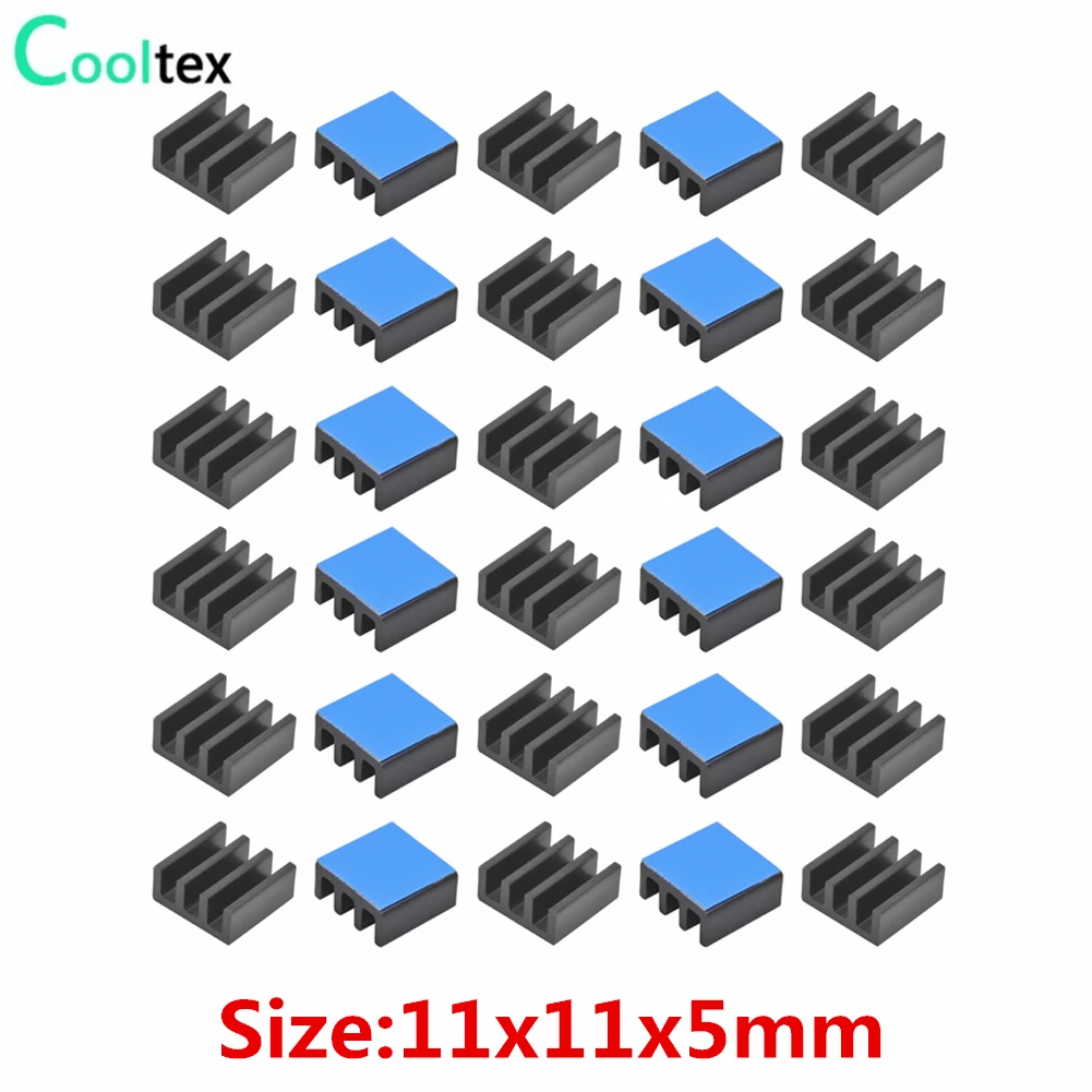 

30pcs Aluminum Heatsink 11x11x5mm heat sink Radiator Cooling Cooler for Electronic Chip IC With Thermal Conductive Tape