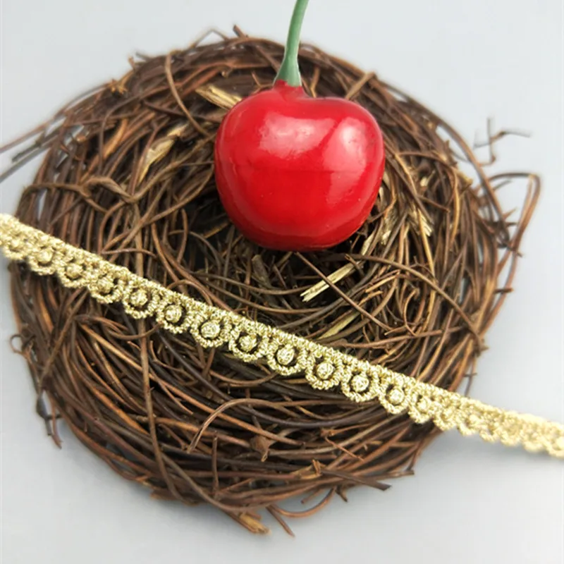 zsbszc neue 2 Yards Breite 0,6CM genähte goldene Spitzenborte, Flechtspitze, DIY-Bekleidungszubehör, Makramee-Stickereispitze, kostenloser Versand JDB72 – Detail 5