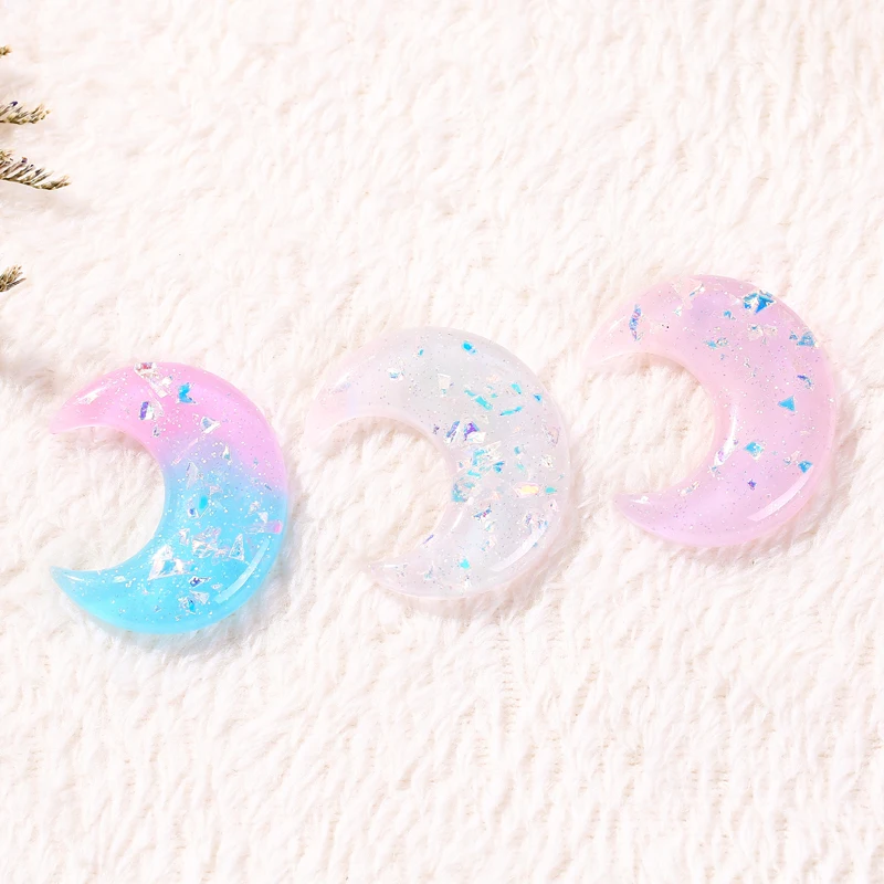 10pcs 40*35mm Flatback resin colorful moon charms perfect for pendants,earrings diy Keychain parts