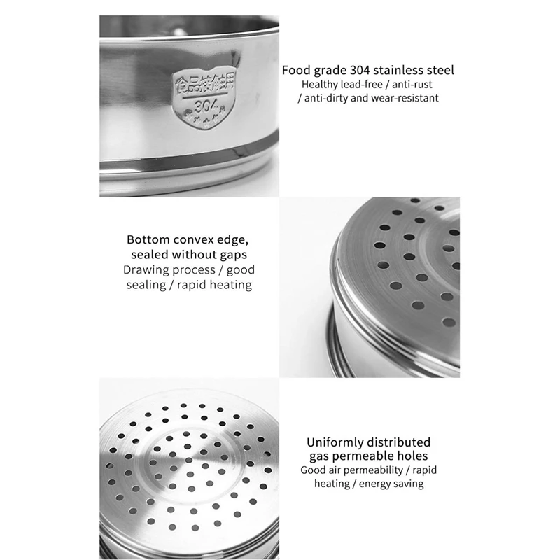 Thickening Food Steam Rack Stainless Steel Steamer with Double Ear for Soup Pot Milk Pot Kitchen Tools