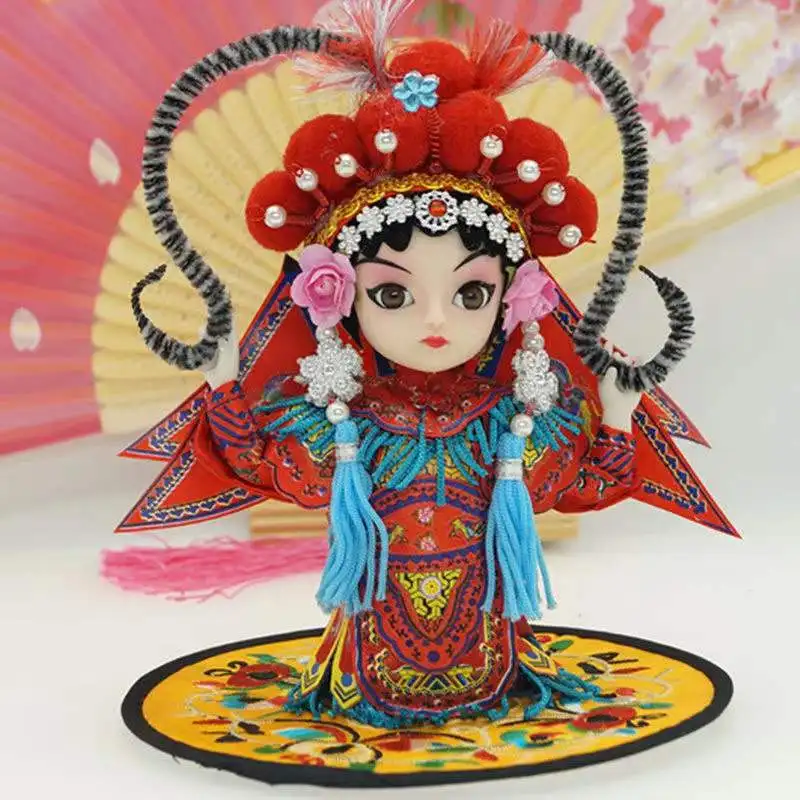 Desktop Ornament Chinese Traditional Peking Opera Dolls Silk Home Office Decoration Mascots Souvenir Retro Wind Ornaments Toys