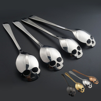 1PC Skull Shape Coffee Spoon Fashion Stainless Steel Mixing Dessert Ice Cream Candy Scoop Novelty Drink Tableware Teaspoon