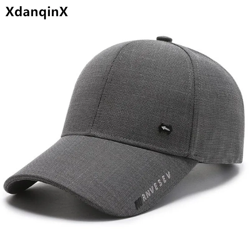 

XdanqinX Adjustable Size Men's Cap Simple Cotton Baseball Caps Snapback Hat NEW Middle-aged Elderly Male Bone Casual Sports Cap