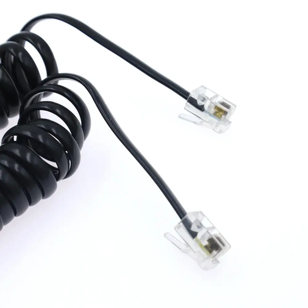 Telephone Receiver Telephone Cable Extension Cord Curled Cable Cable Spiral Receiver Connector Spring Wire RJ10 Plug 2m 3m