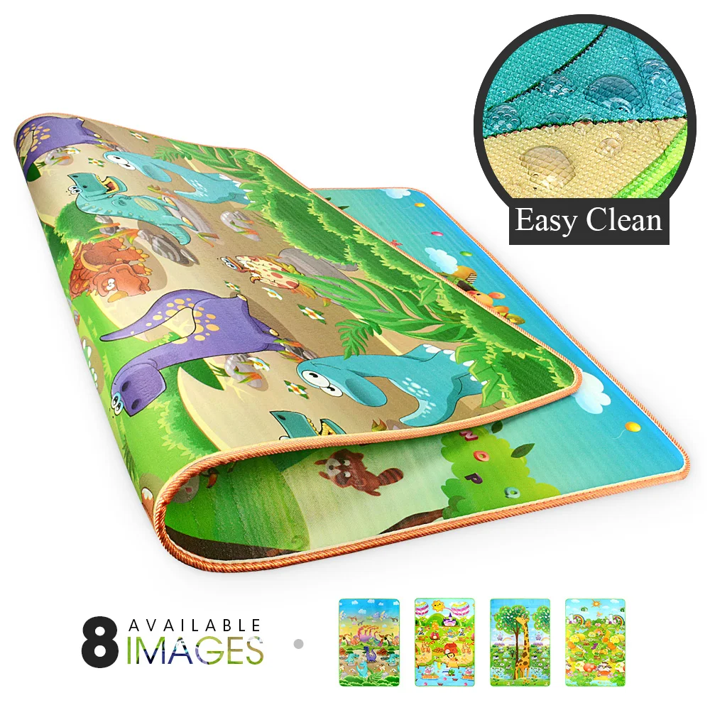 

Baby Play Mat Rollable Infant Puzzle Carpet Foldable Playmat Developing Crawling Cartoon Animal Game Pad Toy Double Surface Mat