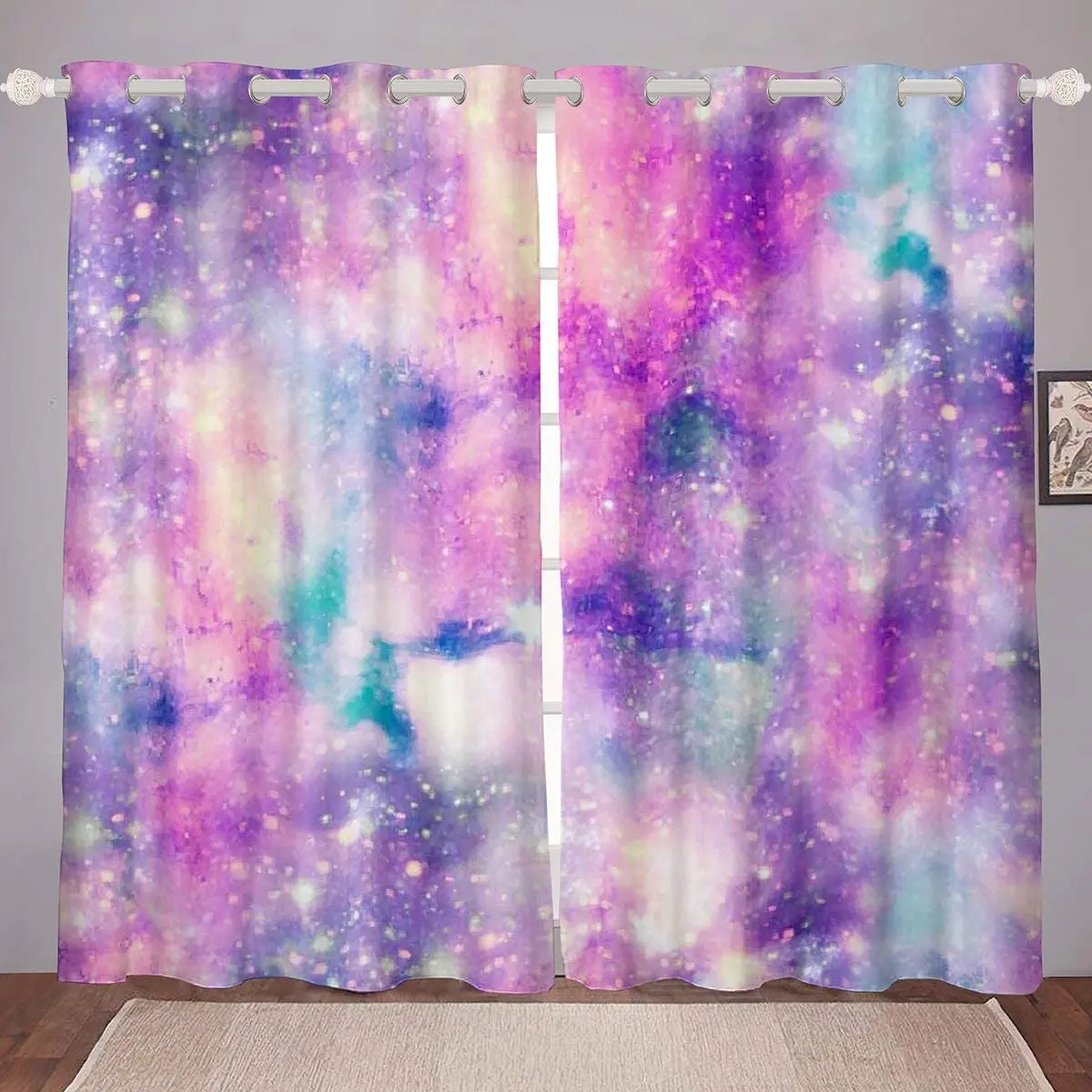 

Living Room Decoration Blackout Curtains Dream Watercolor Curtains Abstract Galaxy Starry Marble Living Room Luxury Curtains