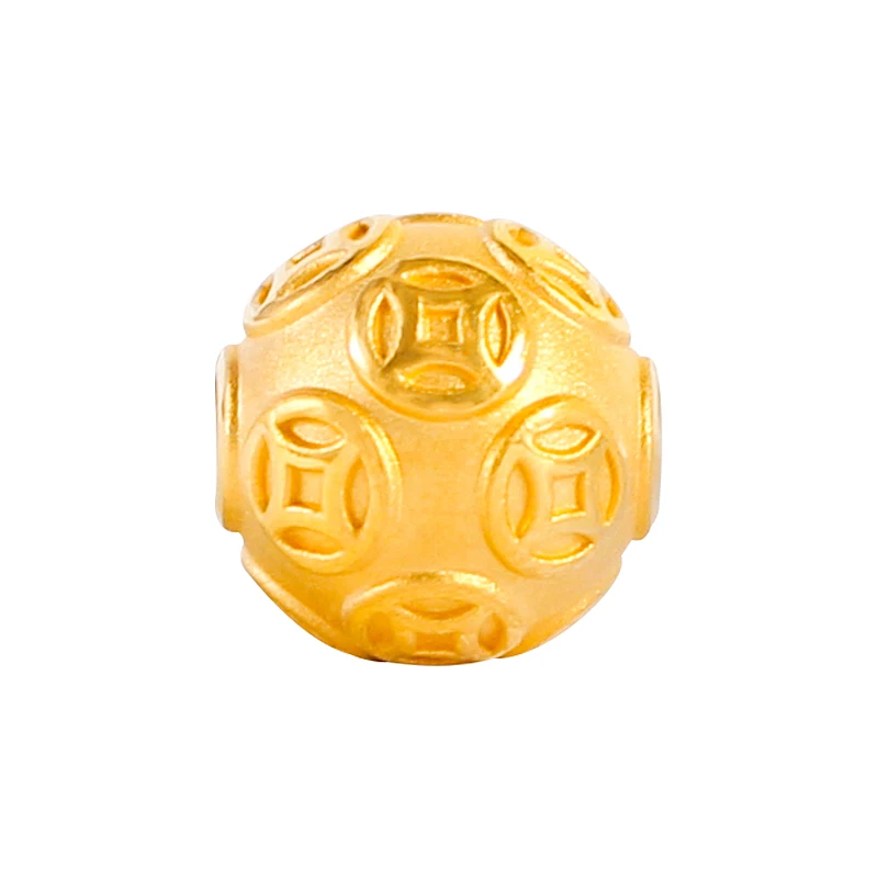 

New Solid Pure 24Kt 3D Yellow Gold Pendant Women Men Coin Figure Bead Pendant