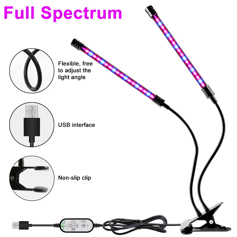 Full Spectrum Clip USB Phyto Grow Lamp LED Fitolamp DC 5V Greenhouse Hydroponic Growth Light Plants Seedlings Flower Home Tent