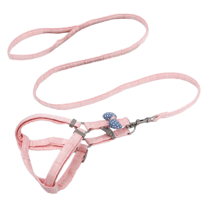 Dog Harness Leash Collar Set, Adjustable Soft Cute Bow, Small and Medium Pet Collar, Outdoor Walking, Pet Supplies