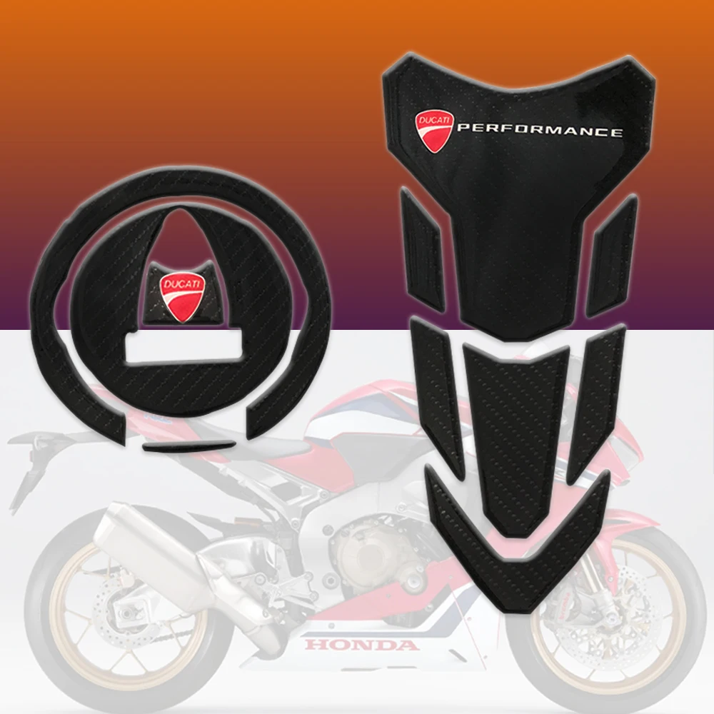 Motorcycle Decals 3D Carbon Fiber Oil Fuel Gas Cap Tank Pad  Gel Paint Protector  For Ducati V2 V4 959