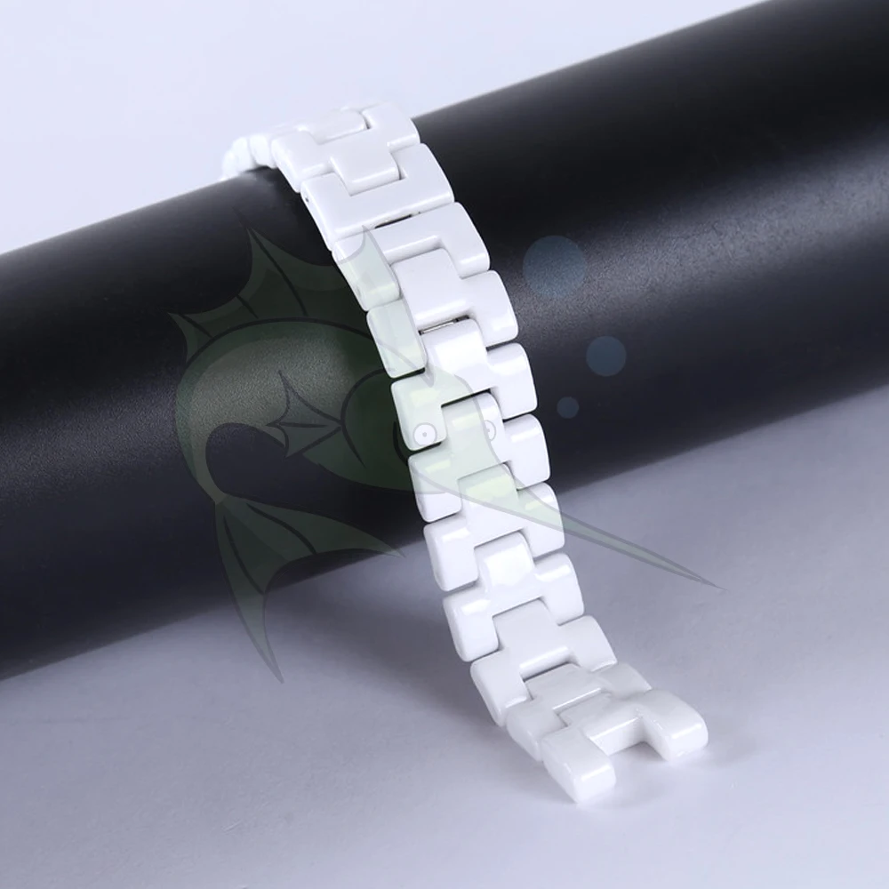 16X6mm 18X8mm Pearly White Ceramic Watch Strap,Notch Type Ceramic Watch Band Strap Bracelet fit Men Ladies Watches