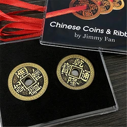 Chinese Coins And Ribbon By Jimmy Fan Magic Tricks - Size 38mm Deluxe Chinese Ancient Coin Set Magic Props Close Up Magic Trick