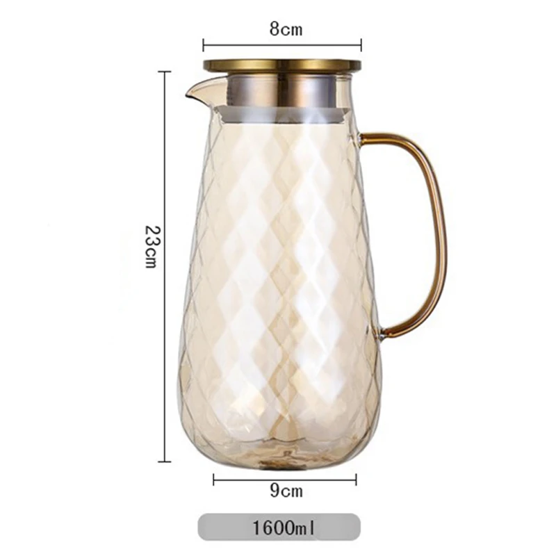 54Oz Glas Pitcher Met Deksel Iced Tea Pitcher Water Jug Hot Koud Water Ijs Thee Wijn Koffie Melk En sap Drank Karaf