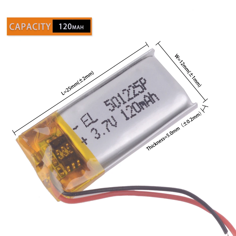 Li-Po 3.7V 120mAh 501225 Lithium Polymer Li-Po li ion Rechargeable Battery cells For Mp3 MP4 MP5 GPS