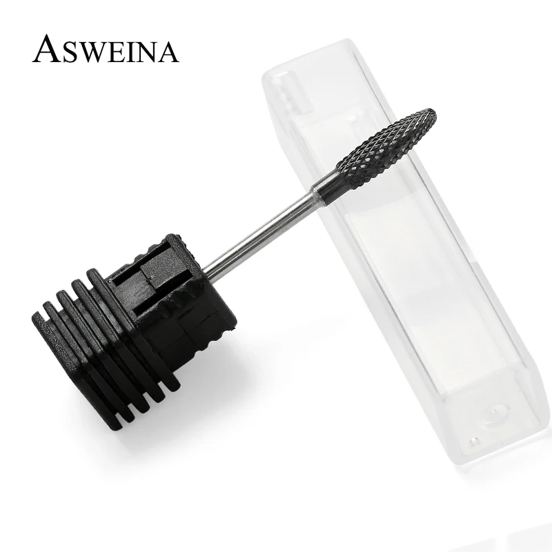 Asweina 9 Type Black Titanium Carbide Nail Drill Bit Milling Cutter Electric Machine For Manicure Apparatus Accessories Tools