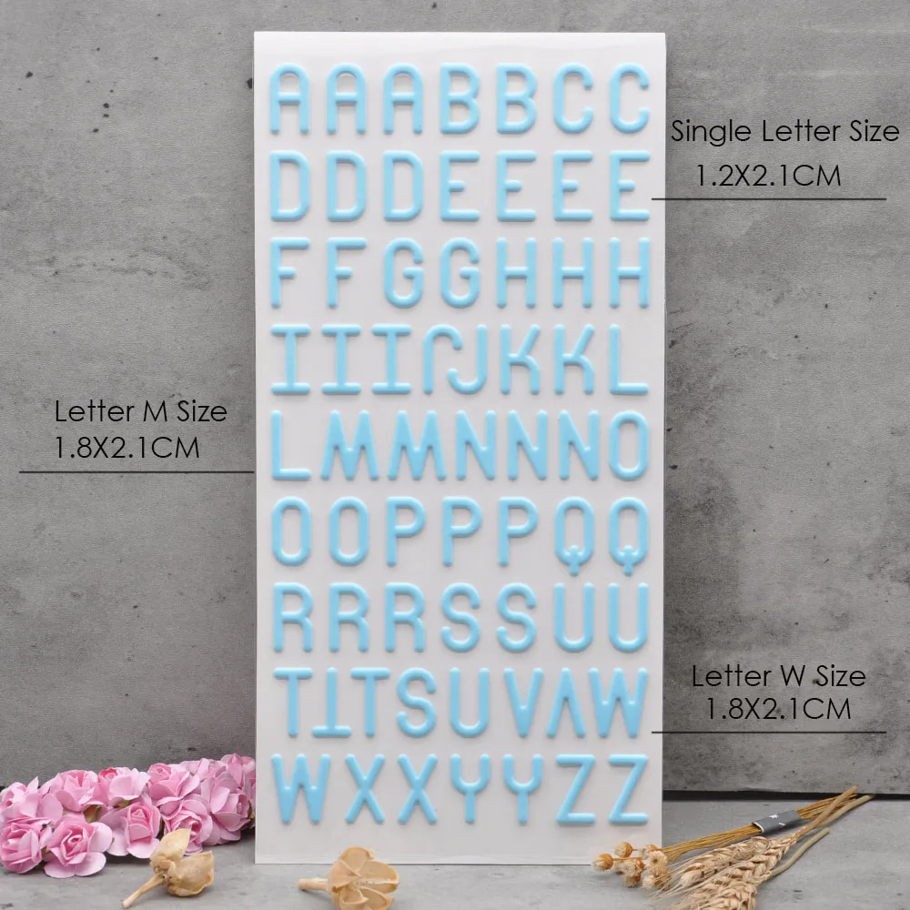 Low price 8 Sheets Alphabet Letters Sticker 24Cm*12Cm  Self Adhesive Lowercase Uppercase Puffy Sticker Decorative Scrapbooking