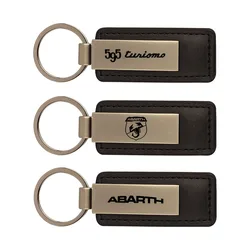 New leather metal car key chain keychain car key ring for Abarth 70th XSR biposto 595 695 Stilo Car Accessories Car styling