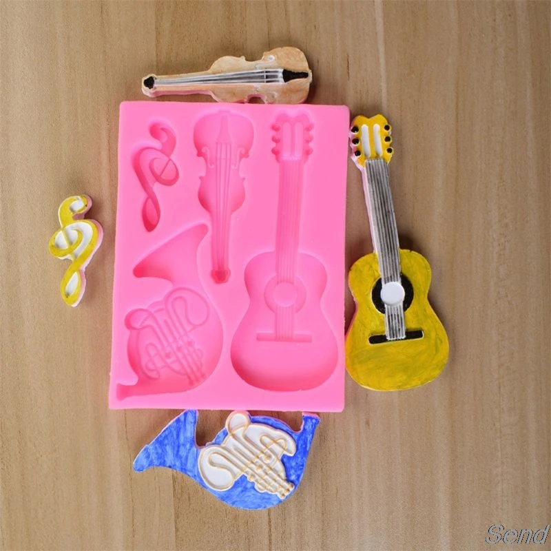 Guitar Violin Keychain Silicone Mold with Hole Keyring Pendant Handmade Mold Valentine's Day Birthday Gift Jewelry