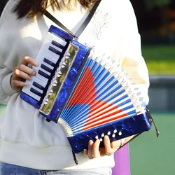17-Key 8 Bass Small Celluloid Accordion Mini Rhythm Band Toys Educational Musical Instrument Toy for Children Beginner Gifts