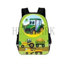 Sac à dos de dessin animé de tracteur pour enfants, cartable pour enfants, joli sac à dos, beau motif, 11-18